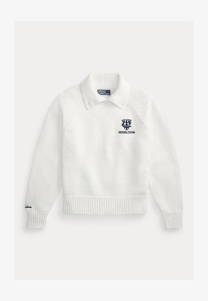 Polo Ralph Lauren, WIMBLEDON COTTON POLO-COLLAR SWEATER - Svetr - white