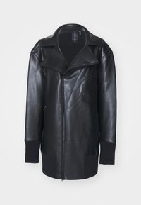 OVERSIZED MOTO JACKET ABOVE THE KNEE - Mākslīgās ādas jaka - black