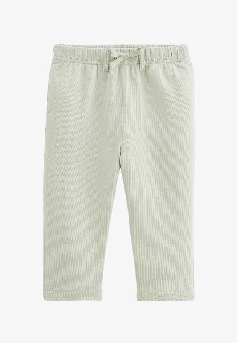 Pantalons de lounge vert clair en tissu côtelé, dotés d'une taille élastique avec cordon de serrage et de poches latérales.