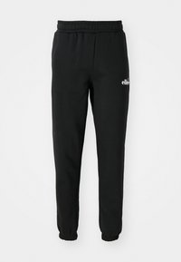 Schwarze Sweatpants aus einer Baumwollmischung, mit einem elastischen Bund, gerippten Säumen und einem kleinen Logo auf der Vorderseite.