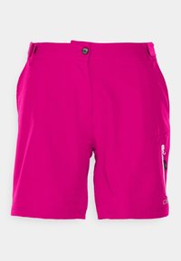 Magenta shorts met een knoopsluiting en riemlussen. Voorzien van een ritszijzak en gladde, lichte stof voor comfort.