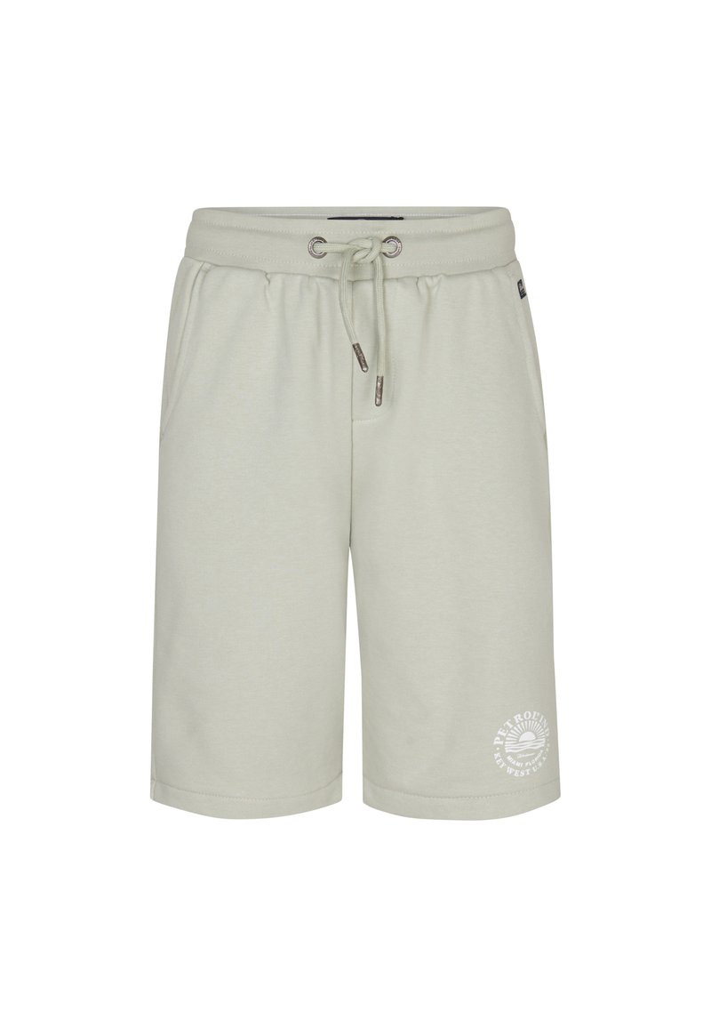 Lichtgroene shorts van zacht katoen, met een elastische tailleband met trekkoord, zijzakken en een gedrukt logo detail.