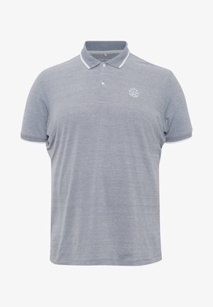 Szara koszulka polo wykonana z teksturowanej tkaniny. Posiada kontrastowy kołnierzyk i akcenty na rękawach, z małym logo na lewej piersi.