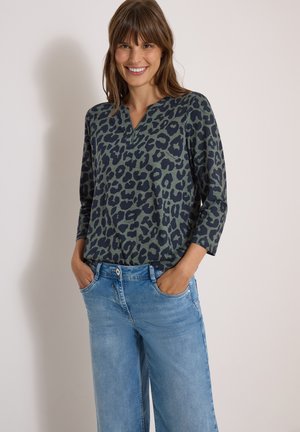 Cecil, 3/4-ARM SHIRT MIT SPLIT NECK UND LEO-MUSTER - T-shirt à manches longues - dried olive green