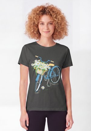 watapparel BLAUES DAMENRAD - T-shirt imprimé - anthracite