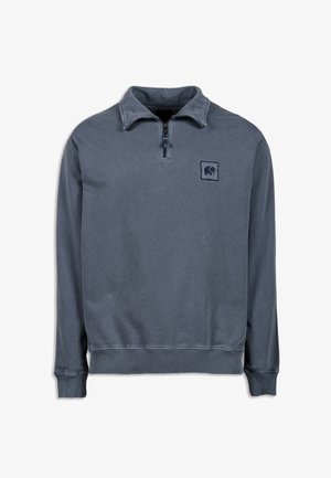 Grau, Sweatshirt mit Reißverschlusskragen aus weichem Stoff. Verfügt über einen gerippten Saum und Bündchen, mit einem kleinen Elefanten-Logo auf der linken Brust.