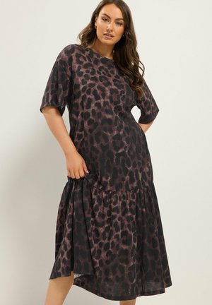 Yours Clothing, PLUS SIZE JERSEY DRESSES - Jerseyjurk - dark brown