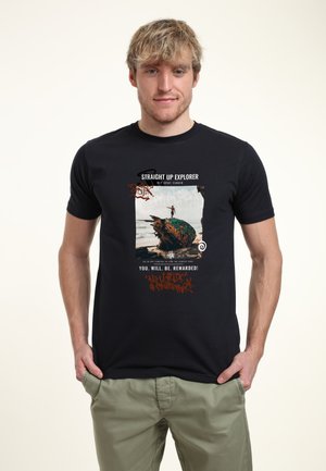Print T-shirt - navy blue