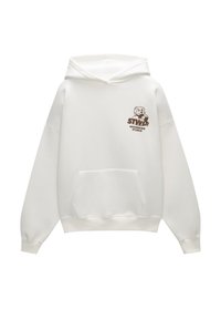 ICONIC FELPA CAPPUCCIO CON LOGO BIANCO SPORCO COTONE, POLIESTERE