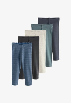 Next, REGULAR FIT - RIBBED LEGGINGS 5 PACK - Legíny – nohavice - blue/grey stripe