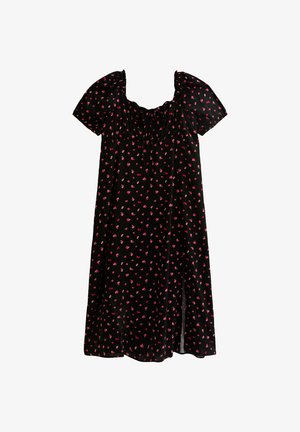 New Look Curves CURVES BERRY PRINT MILKMAID MIDI - Jurk - black pattern