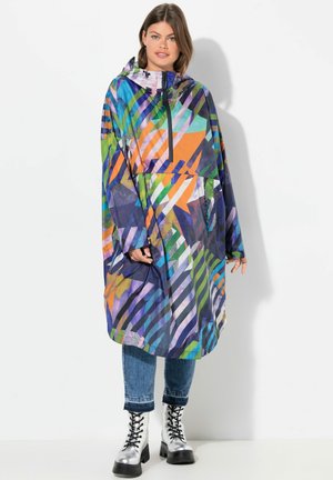 FUNCTIONAL UNISEX HOODED RAIN CAPE WITH PRINT - Parkatakki - matte olive