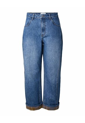 YAS, JEANS YASLUA HW FOLD UP BARREL - Wide leg - medium blue denim