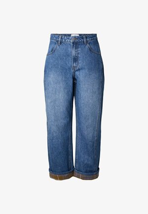 YAS, JEANS YASLUA HW FOLD UP BARREL - Wide leg - medium blue denim