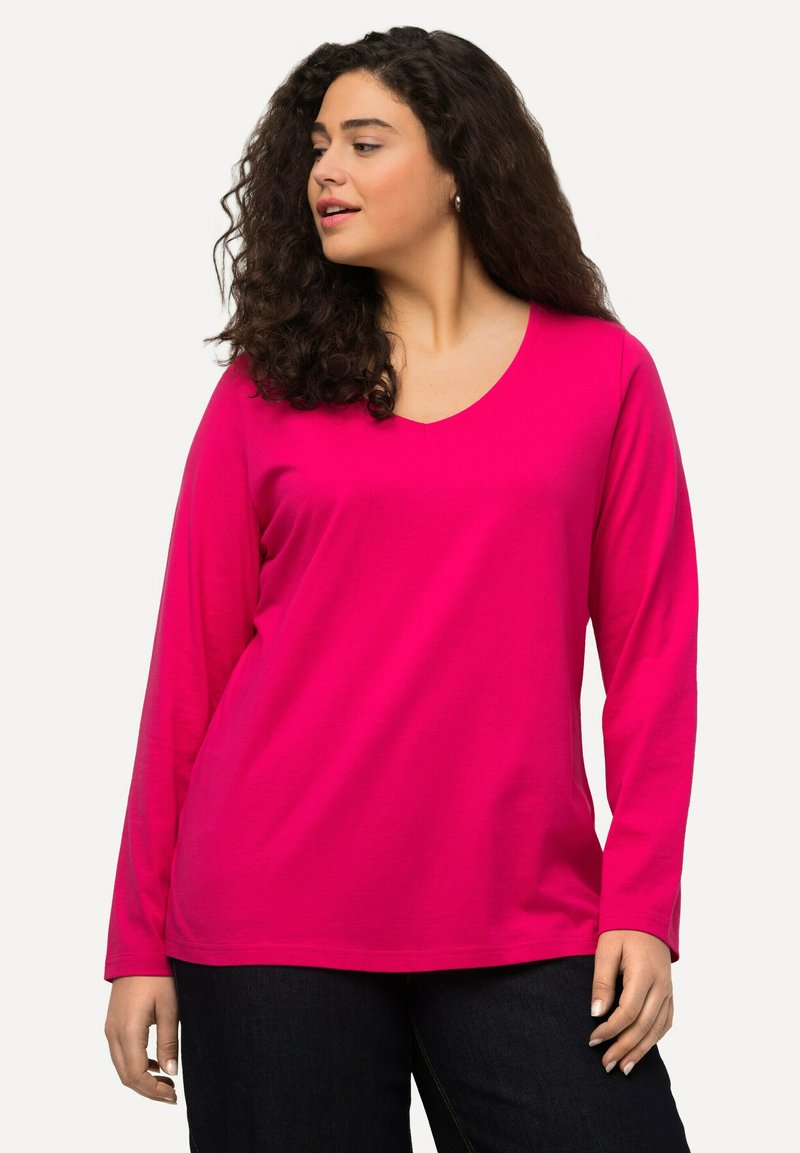 Ulla Popken LANGARM BASIC & V-AUSSCHNITT - Svetr - pink