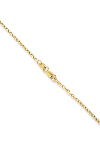 Goldene Halskette mit wechselnden Gliedern und Karabinerverschluss. Glatte Textur mit glänzendem Finish, mit länglichen und runden Gliedformen.