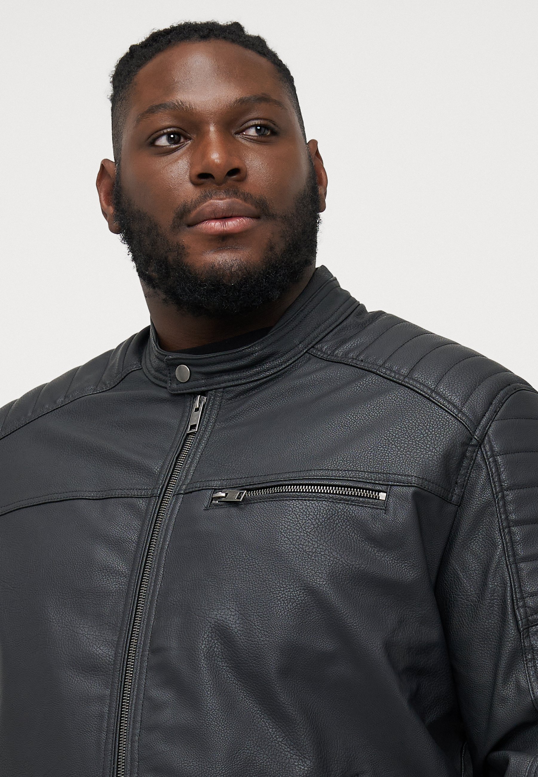 Jack & Jones JCOROCKY JACKET - Faux leather jacket - black
