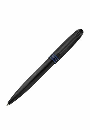 Black textured ballpoint pen with clip and blue ring near the cap engraved with the word "Festina," shown on white background.