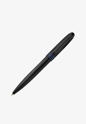 Black textured ballpoint pen with clip and blue ring near the cap engraved with the word "Festina," shown on white background.