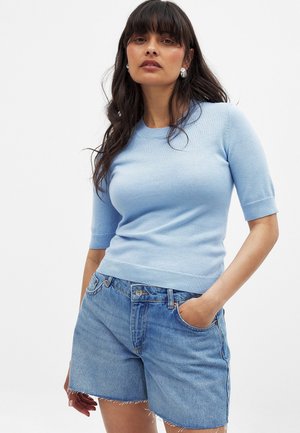 LOW WAIST RAW HEM  - Džinsa auduma šorti - light blue