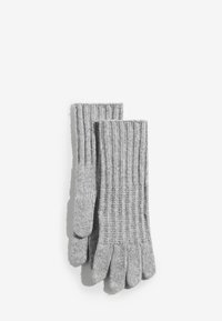 Hallid kootud kindad soonilise mustriga, millel on eraldi sõrmeosad ja mansetiga avaus kindlaks istuvuseks.