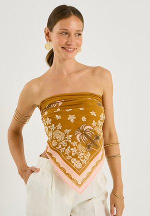 Grain de Malice, FOULARD CARRÉ IMPRIMÉ PALMIERS - Fular - rose