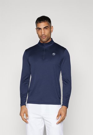 PURE TEXTURE 1/4 ZIP - Long sleeved top - deep navy