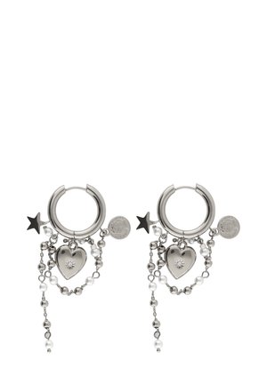 WITH HEART IMITATION PEARL CORDS - Boucles d'oreilles - silver-coloured