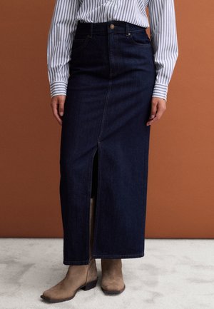 PIOMBO, MIDI SKIRT - Falda cruzada - dark blue