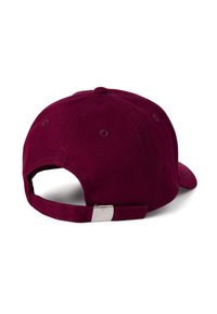 Cappellino da baseball color marrone con tessuto morbido e visiera curvata. Presenta fori di ventilazione e una fascia regolabile con una chiusura in metallo argento.