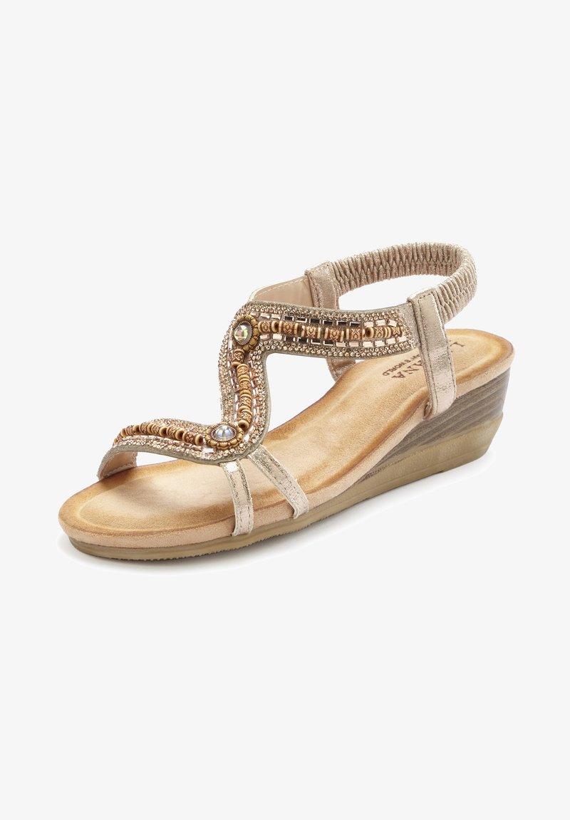 TOM TAILOR Sandalen met sleehak - navy silver/blauw TOM TAILOR Sandalen met sleehak - navy silver/blauw