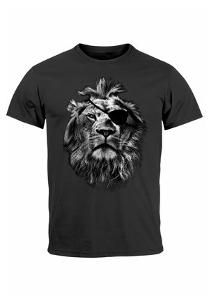 COOLES LÖWE PRINT AUFDRUCK MOTIV NEVERLE - Print T-shirt - anthrazit