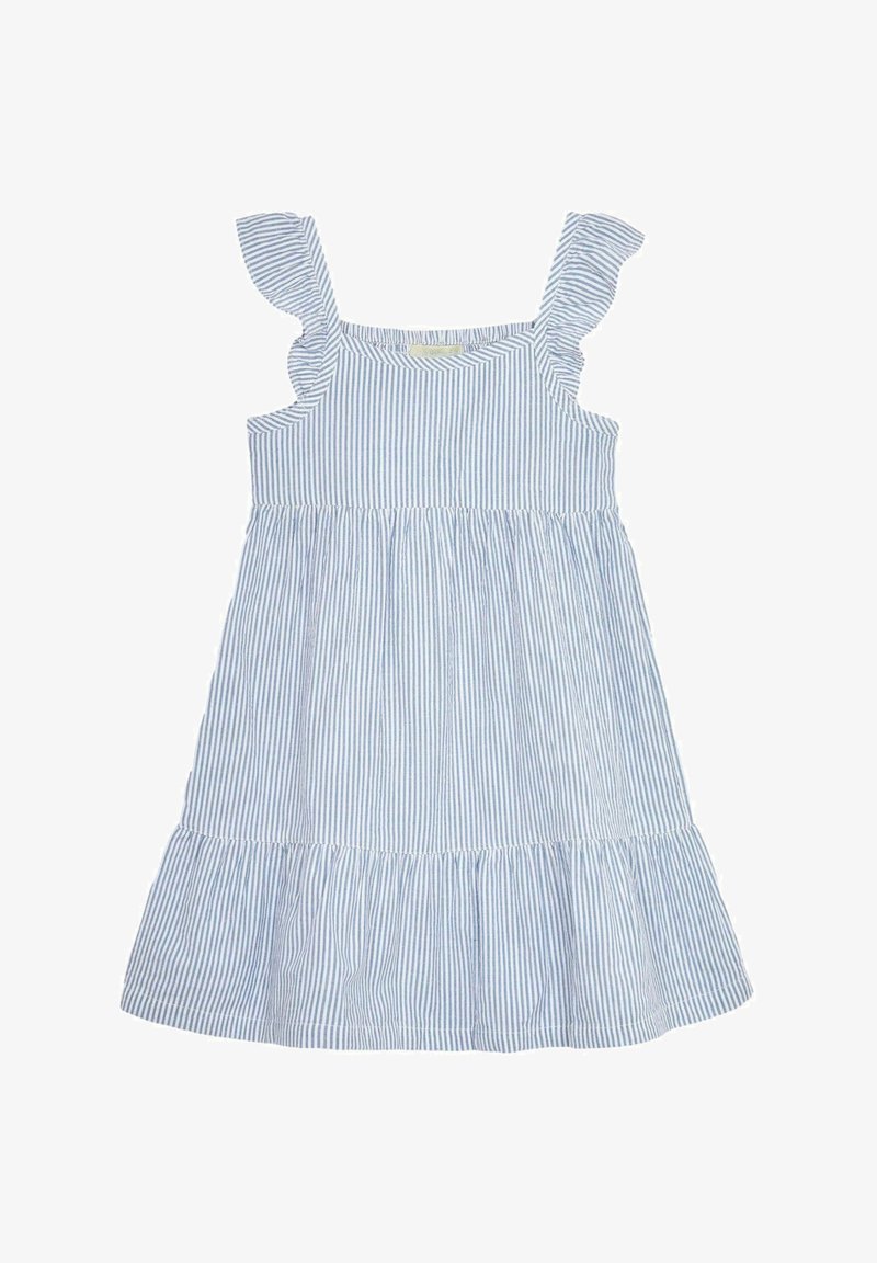 JoJo Maman Bébé GINGHAM FRILL SHOULDER TIERED REGULAR FIT - Rochie de zi - blue seersucker stripe