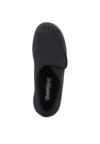 Pantofole nere con un morbido esterno in suede, forma arrotondata e design a incrocio nella parte anteriore. Fodera interna per il massimo comfort.