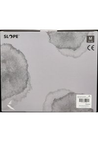 SLOPE Heiden skihjelm emballage i størrelse medium (55-58 cm) med abstrakte grå cirkulære mønstre og CE-certificeringsmærke.