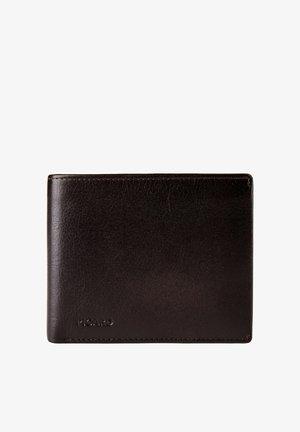 Portefeuille bi-fold en cuir brun foncé avec coutures visibles et logo "PICARD" embossé dans le coin inférieur gauche.