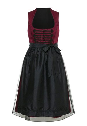 Ulla Popken, DIRNDL, SCHNÜRUNG, SPITZE, CARRÉ-AUSSCHNITT, ÄRMELLOS - Dirndl - claret