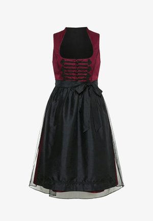 Ulla Popken, DIRNDL, SCHNÜRUNG, SPITZE, CARRÉ-AUSSCHNITT, ÄRMELLOS - Dirndl - claret