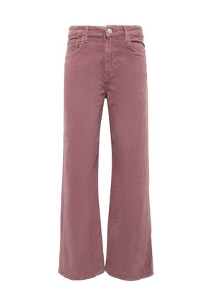 Gerade geschnittene Cordura-Hosen in gedämpftem Rosaton, mit Knopfverschluss, fünf Taschen und subtiler Rippstruktur.