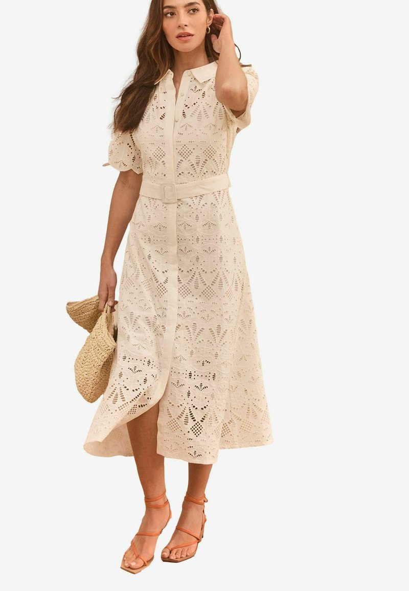 Lipsy BRODERIE BELTED MIDI - REGULAR FIT - Blusenkleid - cream
