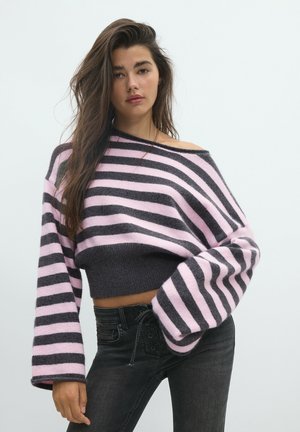 Stradivarius, SOFT KNIT WAISTBAND JUMPER - Pullover - pink