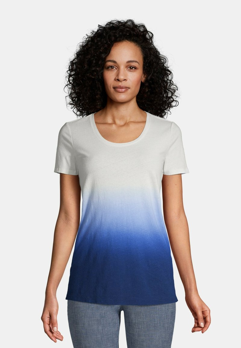 LANDS' END BEKLEIDUNG Tshirt imprimé whitenavy dip dye/bleu