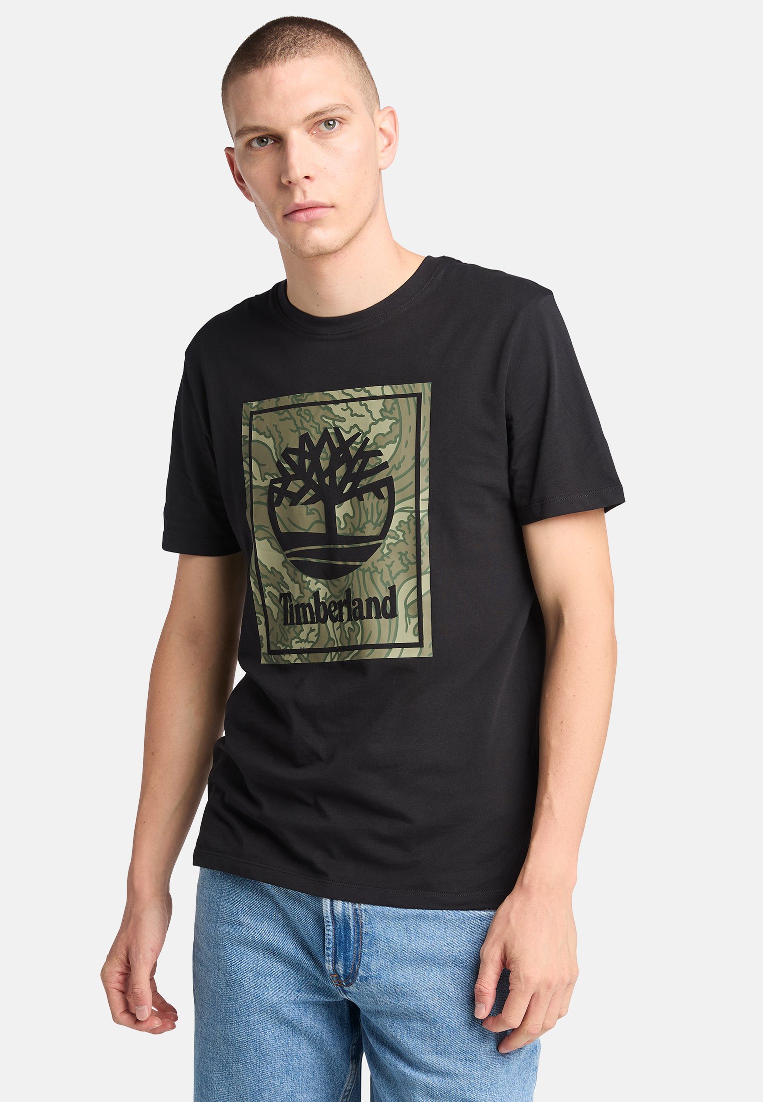 Timberland CAMO T-shirt print black/zwart