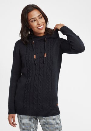 Oxmo OXCABLE - Strickpullover - Mikina s kapucí - black