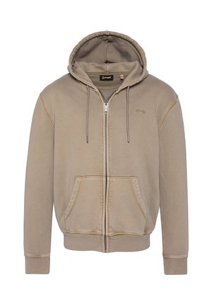 FADED-EFFECT HOODIE - Felpa con zip - taupe