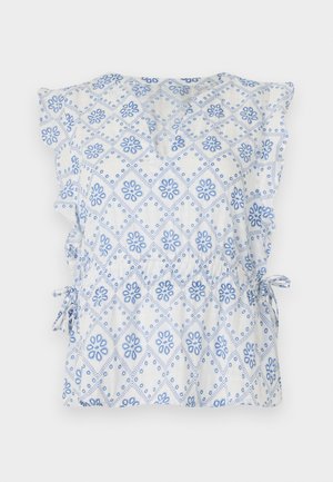 Object, OBJMARLON - Bluse - cloud dancer/blue