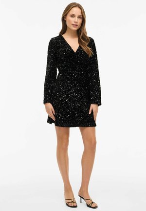 KURZ PAILLETTEN - Vestido de cóctel - black