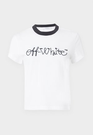 SCRIPT LOGO FITTED FITTED TEE - Triko s potiskem - white/blue