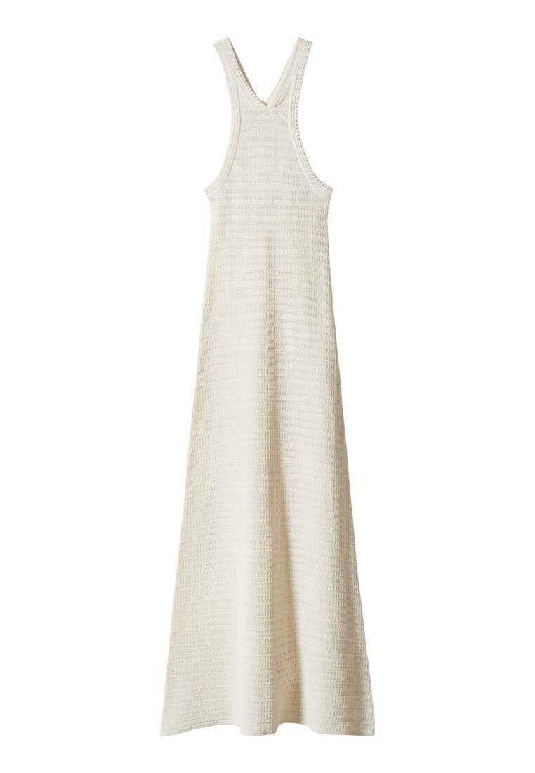 Mango Gebreide jurk crème