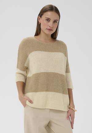 SLTUESDAY - Svetrík - white pepper and creme stripe